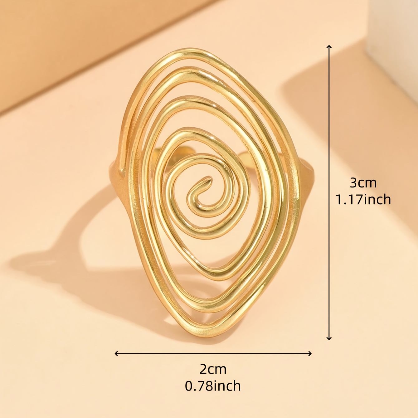 Women's Elegant Hollow Spiral Stainless Steel Ring, Personalized